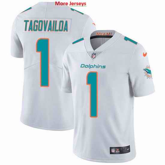 Nike Dolphins 1 Tua Tagovailoa White Men Stitched NFL Vapor Untouchable Limited Jersey